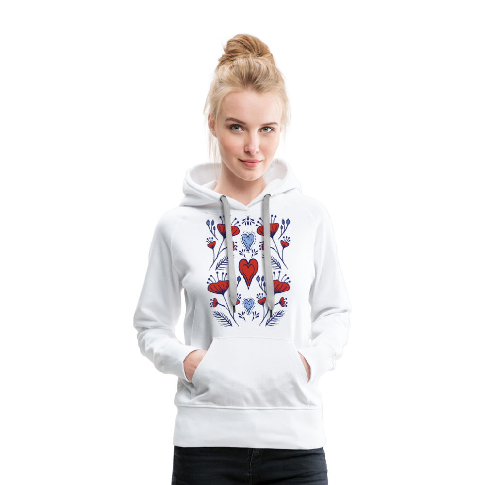 Frauen Premium Hoodie - "Folklore Mohn" - weiß